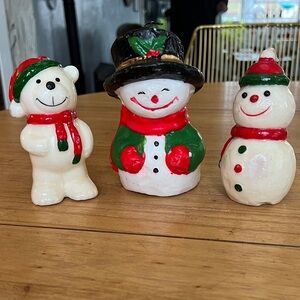 Festive Snowman and Bear Candles